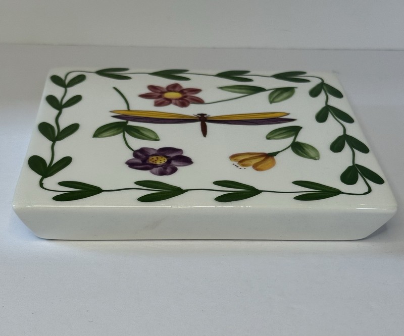 Ceramic Dragonfly Butterfly Plaque Wall Tile Trivet Hand Painted Pacific Rim gallery