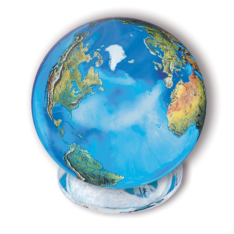2″ Aqua Crystal Earth Globe w/ Glass Base