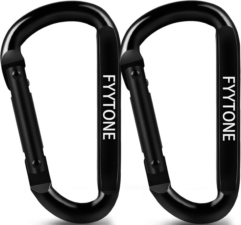 Black Steel Heavy Duty Carabiner Clip, 880 lbs 3″ Carabiners D Ring Spring Snap