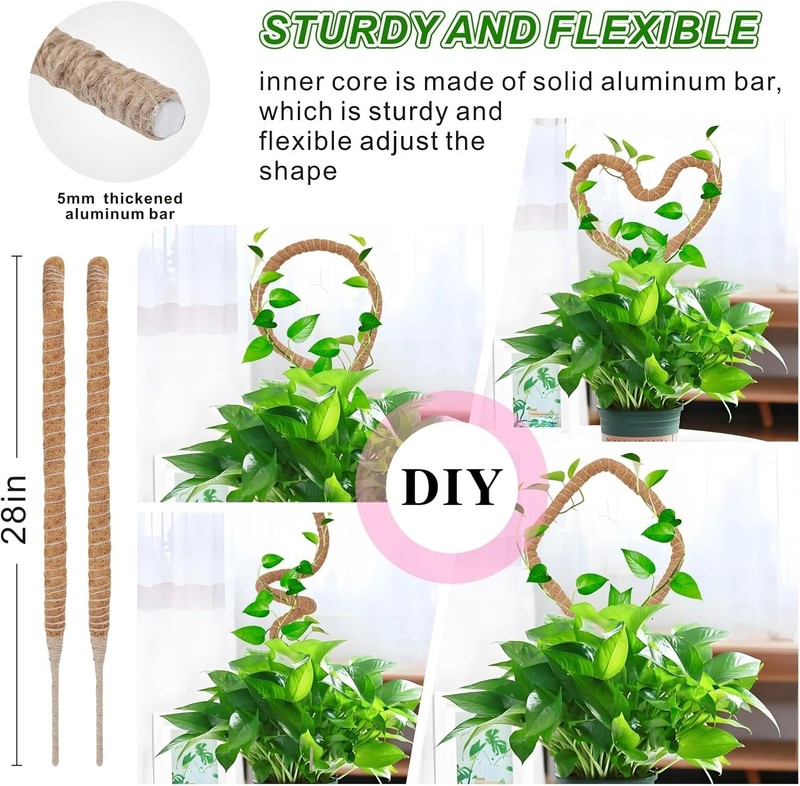 2 Pack Moss Pole Monstera Plant Support with Repotting Mat,28 Inch Plant Support gallery