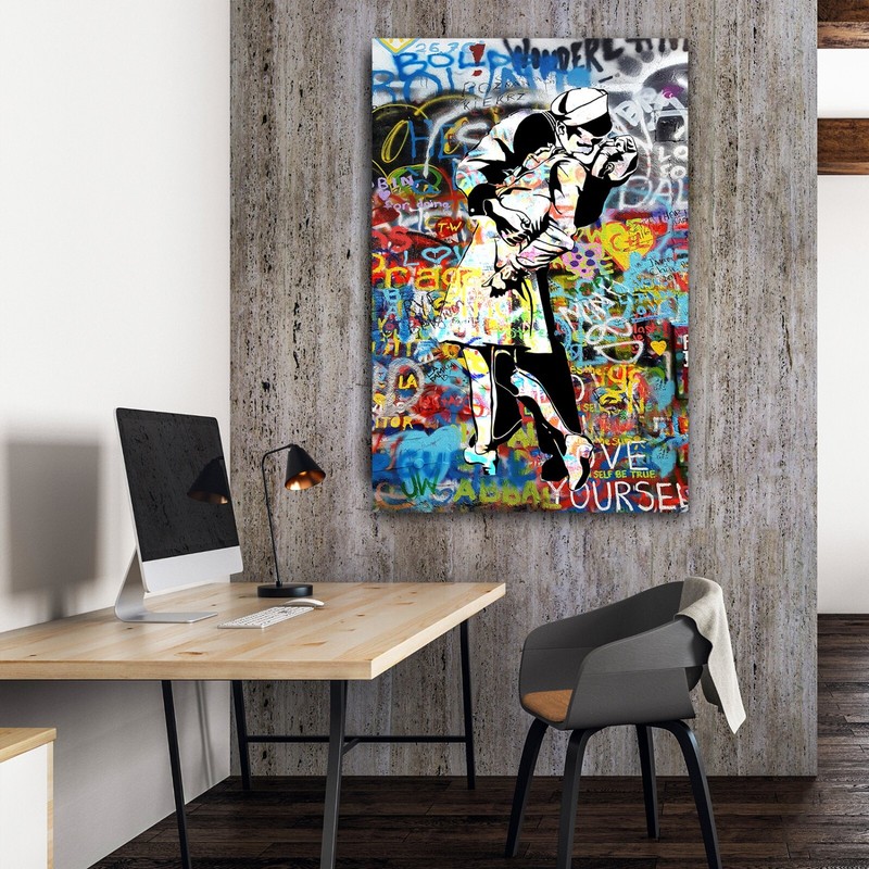 World War End Kiss Graffiti Wall Art Banksy Printable Poster Ready to Hang Gift gallery