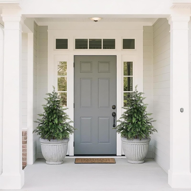 3FT Soft Textured Cedar Topiary Trees for Front Porch Decor, Artificial Shrubs gallery