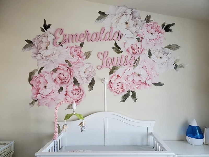 Transform Your Space with Large Floral Peonies Wall Decal - 67"x45" Matte Finish gallery