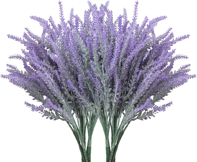 10 Bundles Fake Flowers Artificial Lavender Faux Plastic Plants Purple Flowers f