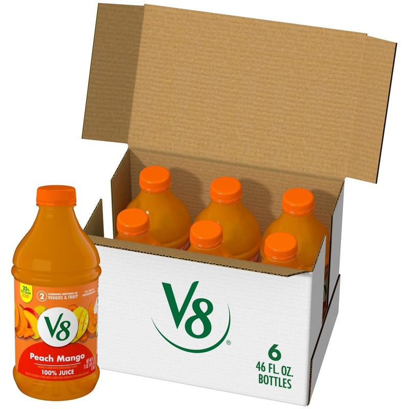 Peach Mango 00% Juice Blend, 46 fl oz Bottle 6 Pack