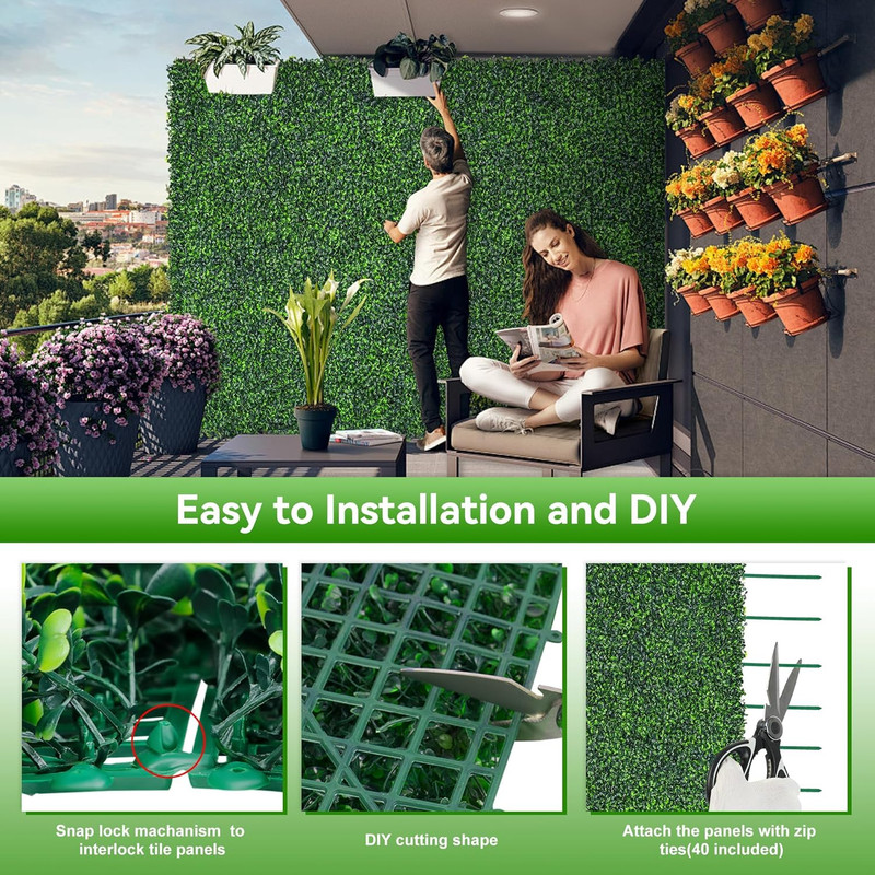 Artificial Boxwood Roll 71x126" UV-Proof Faux Ivy Wall for Privacy & Decor gallery
