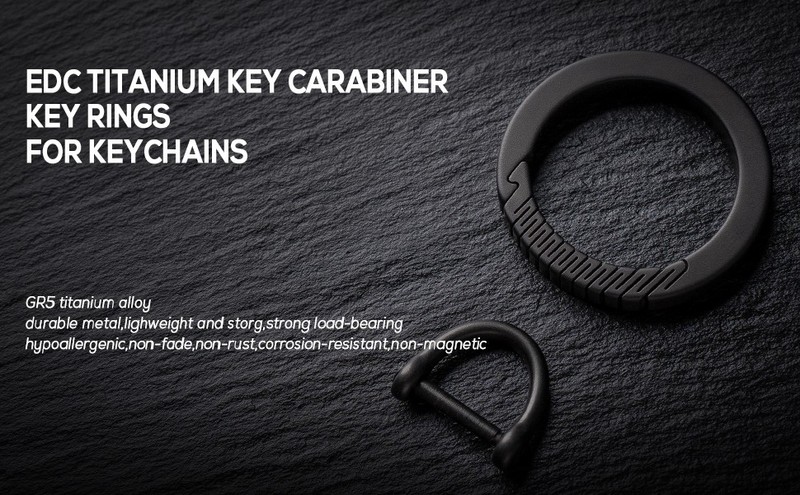 Titanium Round Carabiner Clip, Spring Hook Key Chain Ring, Small Keyring gallery