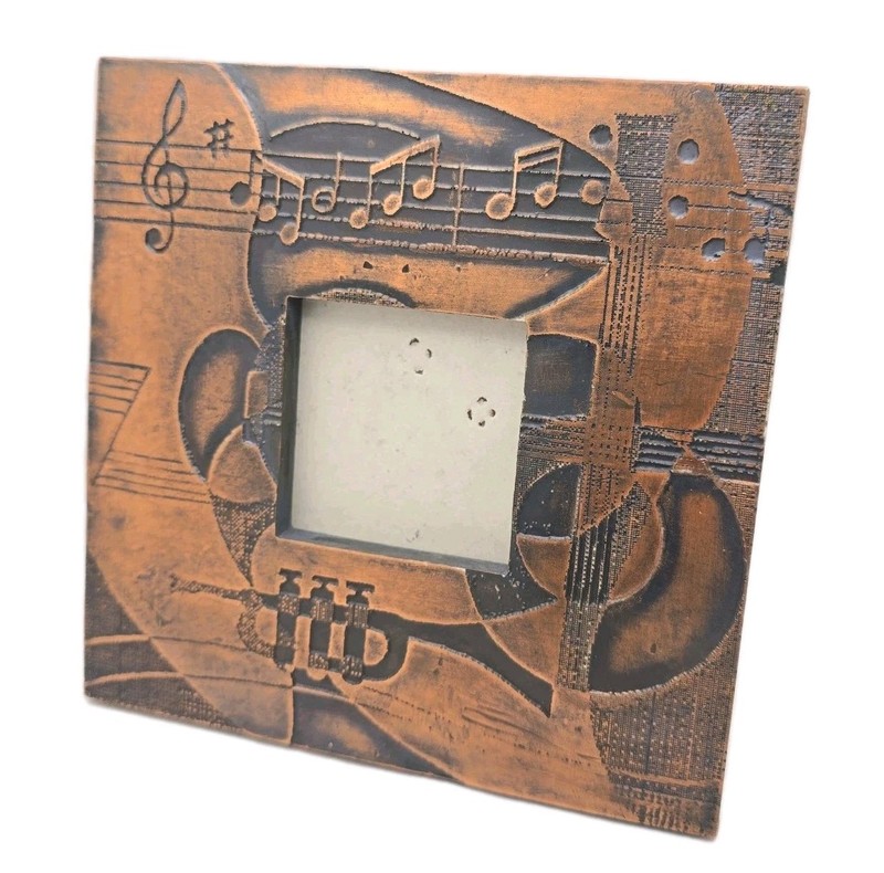 Copper Clad Picture Frame Musical Instruments Trumpet Music Notes Musician