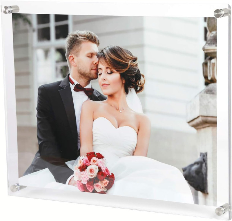 Magicool 11X14 Clear Acrylic Wall Mount Floating Double Panels Frameless Picture gallery