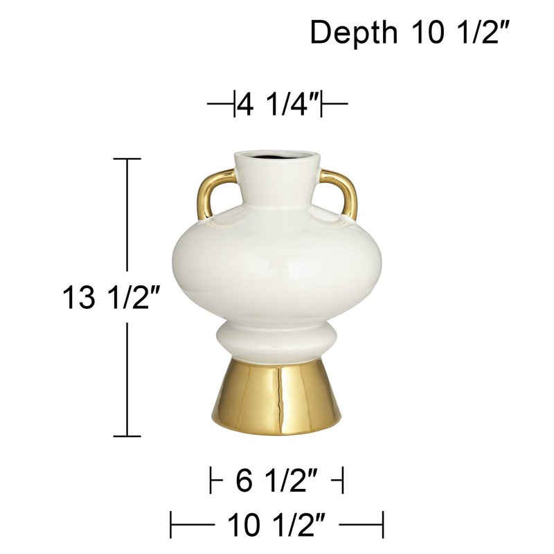 Empress 13" High White Ceramic Vase with Handles gallery