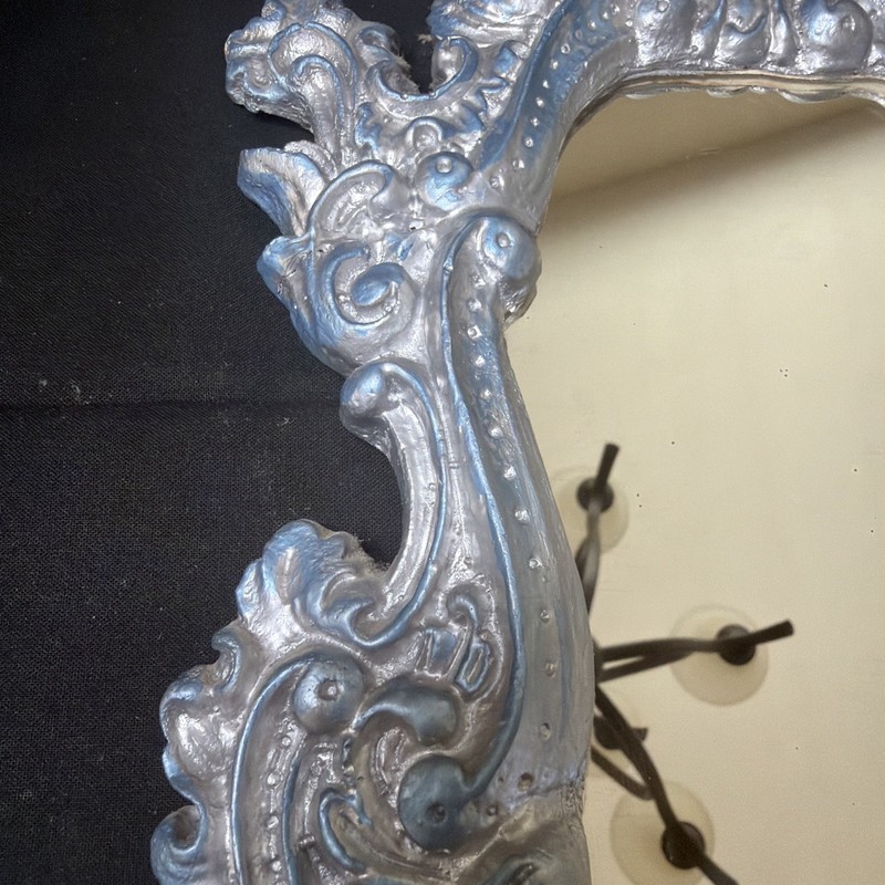 Ceramic Decorative Silver tone With Blue Tint Mirror Made In Mexico 13 3/4” X 8” gallery
