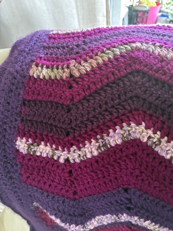 Beautiful Afghan/Throw Hand Crocheted 46x60 Burgundy, Cranberry, Pink &Purple gallery