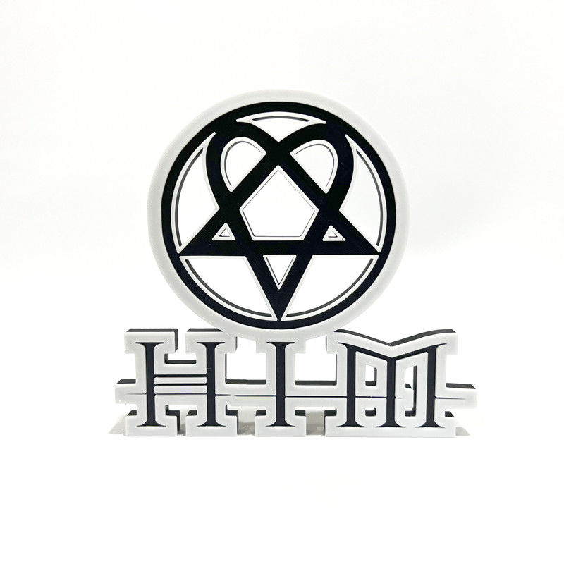 HIM Band Heartagram 3D Printed Sign – Gothic Rock Display Plaque Gift for Fans