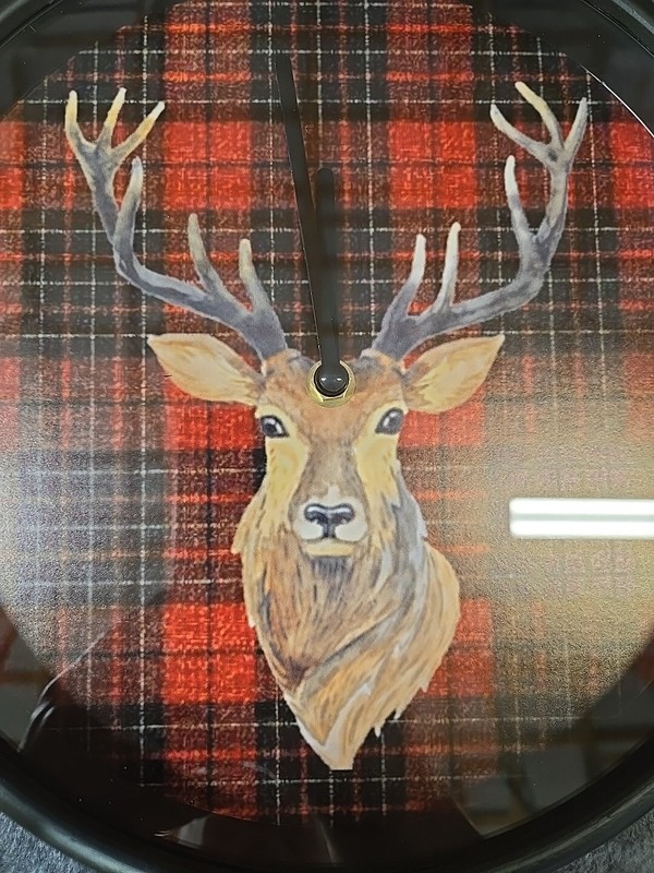 Red and Black Plaid Stag Buck 10-1/4 In Wall Clock W/O Numbers NIB Mancave Decor gallery