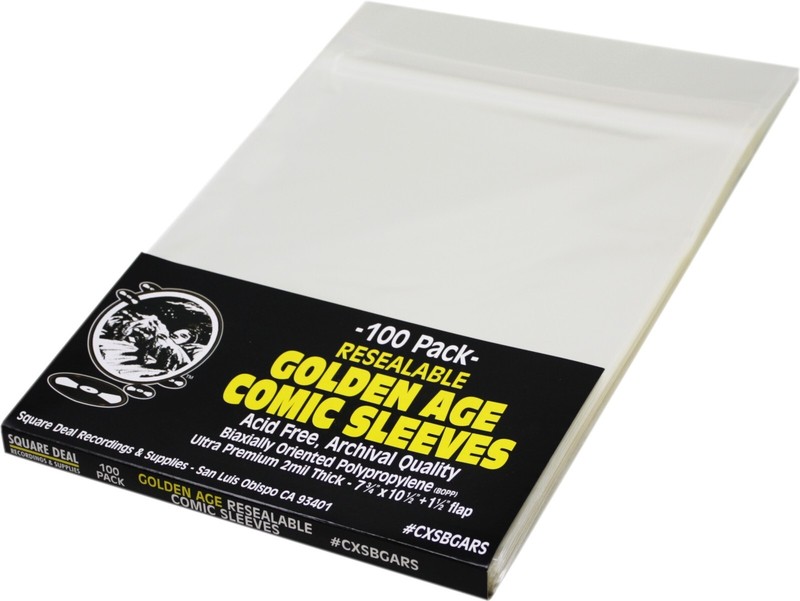 (100) CXSBGARS Golden Age Comic Book Resealable Sleeves Polypropylene Archival