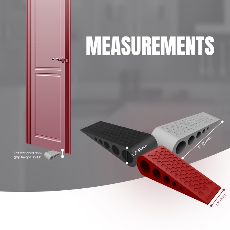 Door Stoppers for Bottom of Door Premium Floor Rubber Door Stop Wedge Made in US gallery