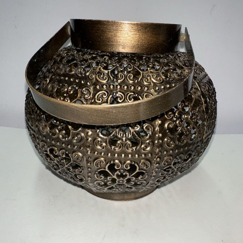 Metal Decorative Hanging Pot Bronze Color 12-21-25