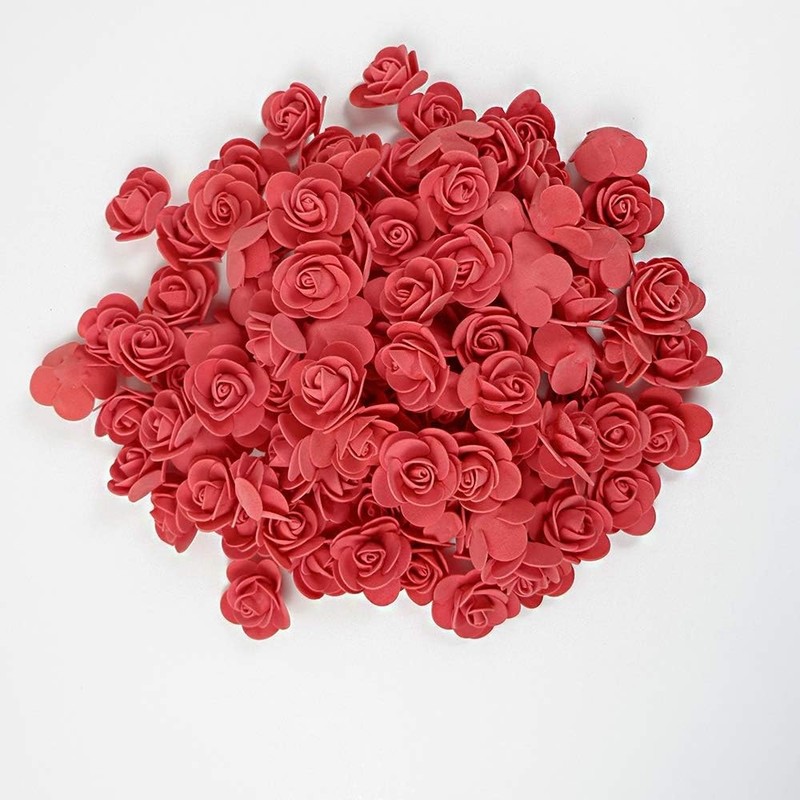 100 PCS Red Artificial Foam Roses 1.38 Inch Bulk Flowers For DIY Crafts gallery