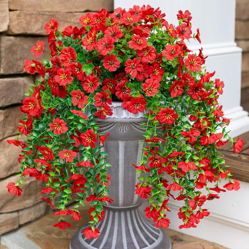 Artificial Flowers for Outdoors Decoration, 2Pcs Pink Fake Hanging Spring Summer gallery