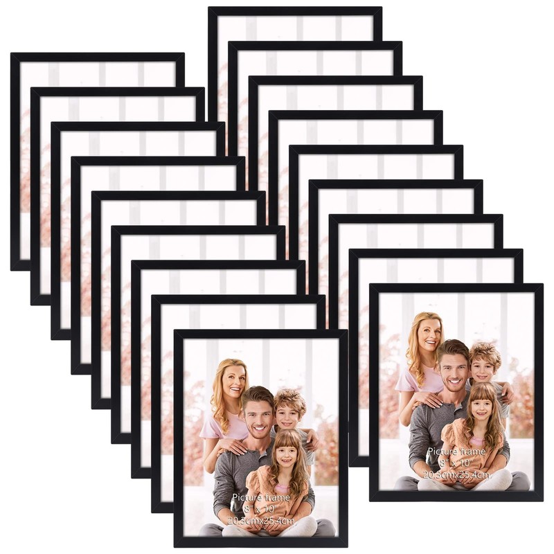 18 PCS Black 8×10 Picture Frame Set Multi Photo Frames Bulk Wall Tabletop