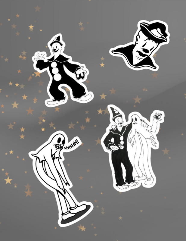 Koko The Clown Vintage Cartoon 4pc Sticker Pack