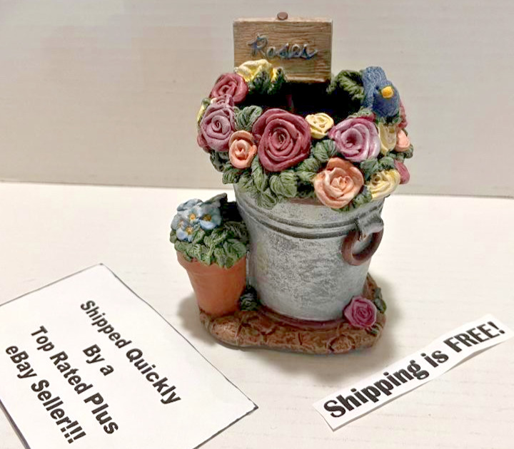 Roses Flower Pot with Bird & Floral Details Multicolor