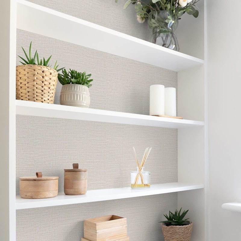 TANONE Contact Paper Peel and Stick (15.8 in X 118 in), Grasscloth Wallpaper ... gallery