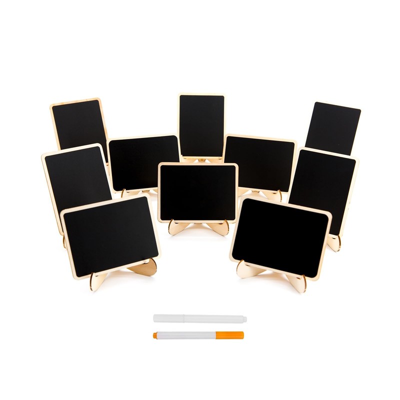 DSTELIN 10 Pack Mini Chalkboards Signs with Easel Stand, Small Rectangle Chal…