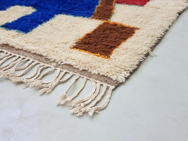 Moroccan Boujaad Handmade Rug 5'2x7'2 Berber Abstract Blue & Red Nomad Area Rug gallery