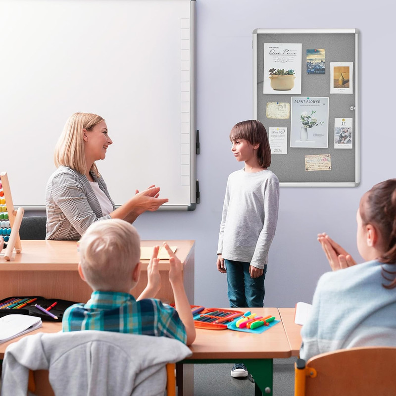Enclosed Fabric Bulletin Board Tamperproof Lockable Noticeboard Fabric&Aluminium gallery