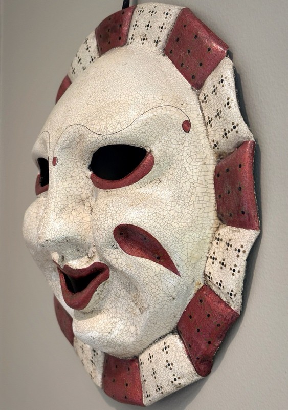 Vintage Venetian Style Papier Mache Sun Mask Wall Art Rust Gold Distressed gallery