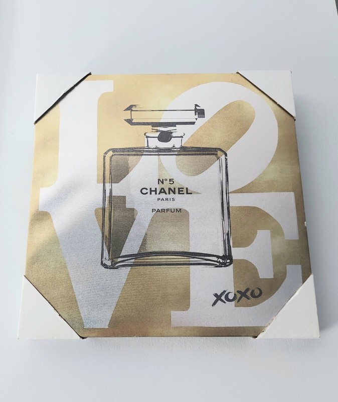 Canvas Wall Art NEW! Chanel No 5 Metallic Gold, Silver , Black 16 X 16x 2.5