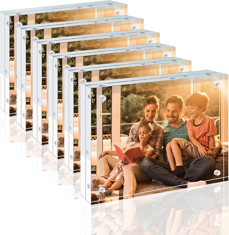5×7 Acrylic Frames 6 Pack 20mm Thicker Frameless Clear Picture Frame Double Side
