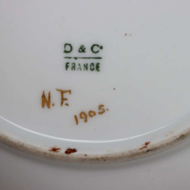 D&C France White Roses Hand Painted Decorative 8 1/2" Plate Antique 1905 gallery