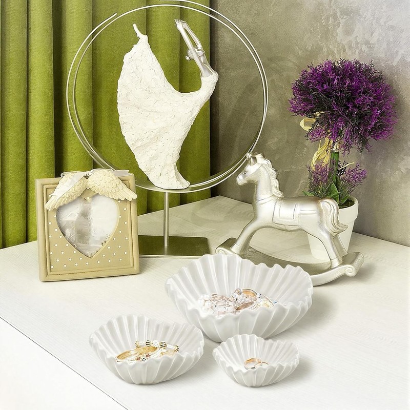 Stylish 3-Pc Ceramic Ruffle Bowl Set – Decorative Centerpiece for Any Occasion gallery