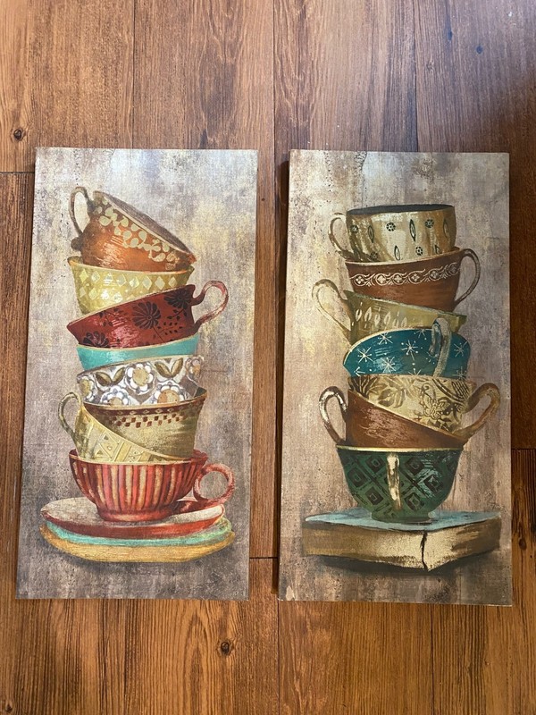 Stacked Cup Coffee Art x 2 print on canvas