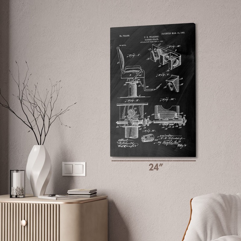 1903 Barber Chair Patent Wall Art: Barber Shop Decor, Hair Stylist, Barber Gift gallery