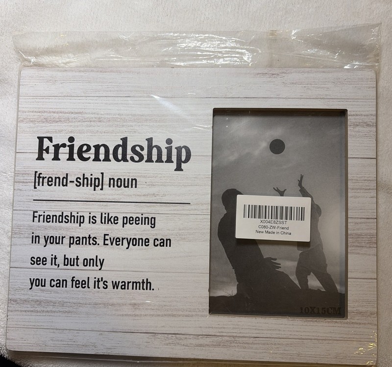 Wooden Friendship Picture Frame Table or Hang 3.5×5 or 4×6 photo size White