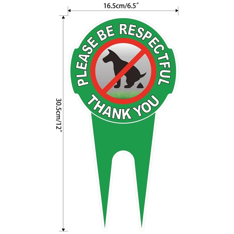 2 Pack No Poop Dog Sign 12"x6" - Ground Stake Included