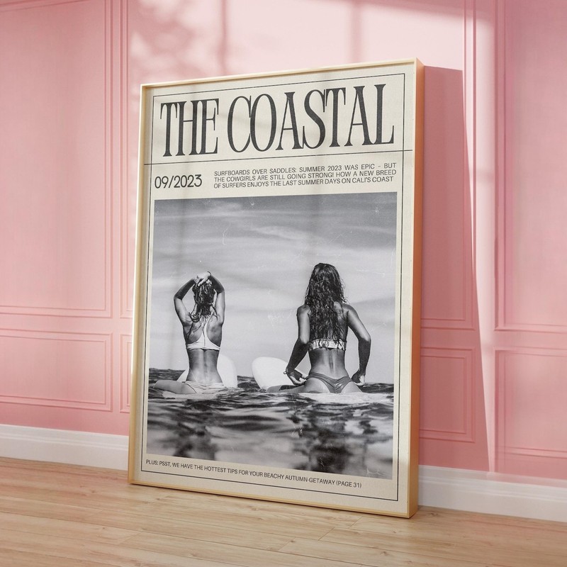 Beachy Surfer Girl Poster Coastal Wall Art Retro Summer Print gallery