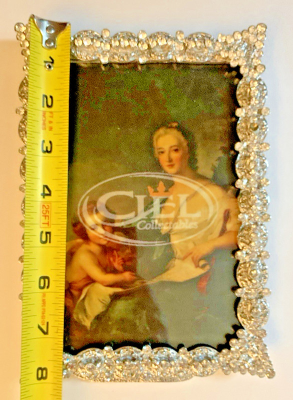 New Ciel Enamel & Swarovski Floral Crystal Photo Frame 8” x 6 w/Box (D)
