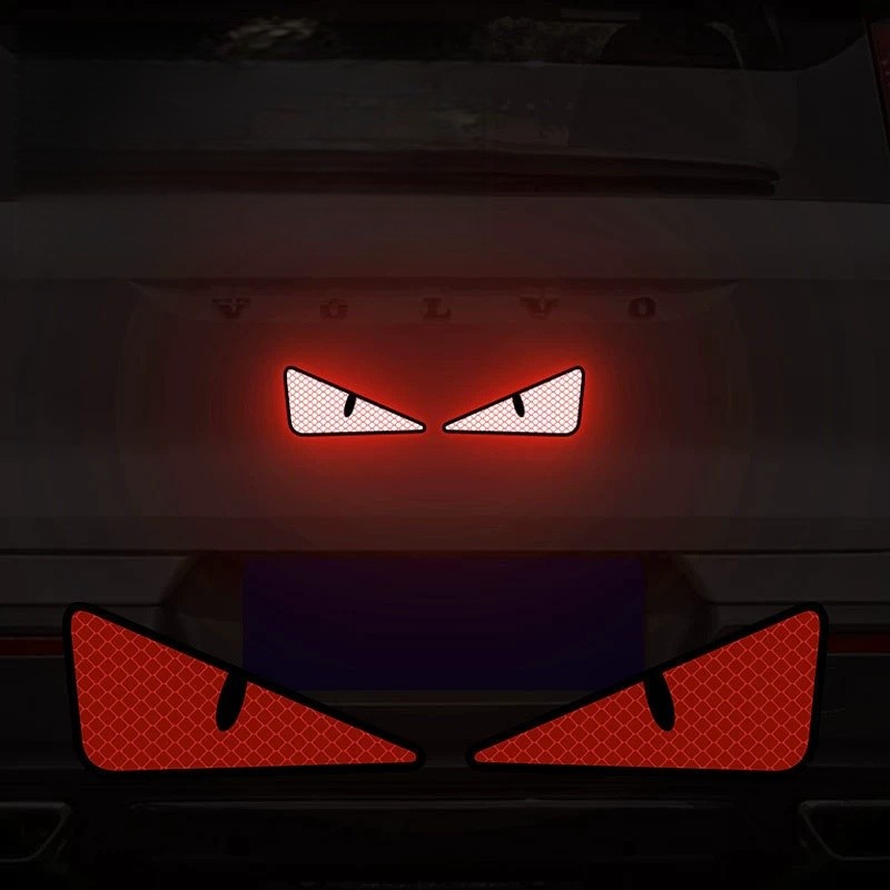 1X Red Big Eyes Car Sticker Wall Sticker Cartoon 3D Decal Sticker for Bike/ Car gallery
