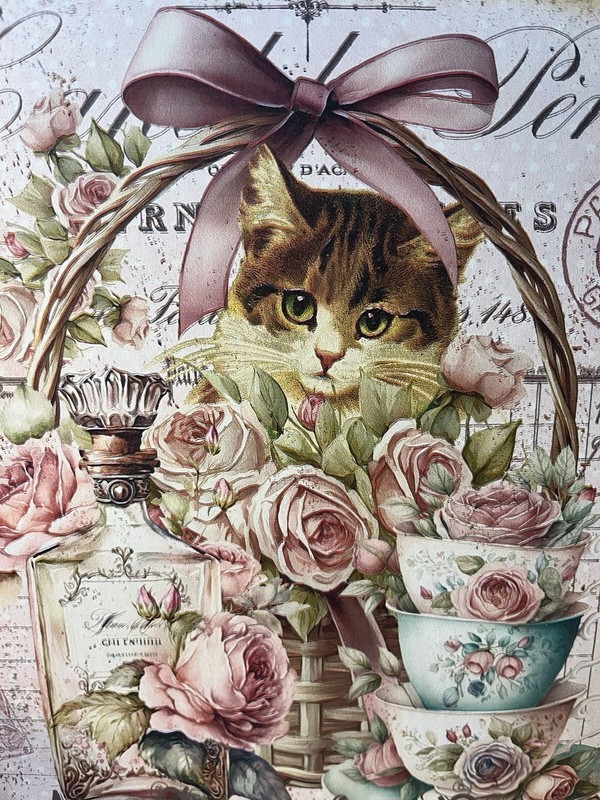 Paris Cat Roses Perfume Teacups French Shabby Chic Handcrafted Plaque Sign gallery