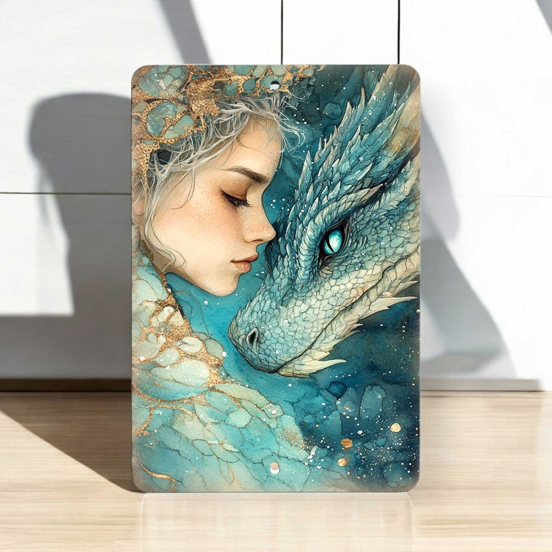 Dragon and Maiden Metal Wall Sign – 8x12 Fantasy Decor Wall Art gallery