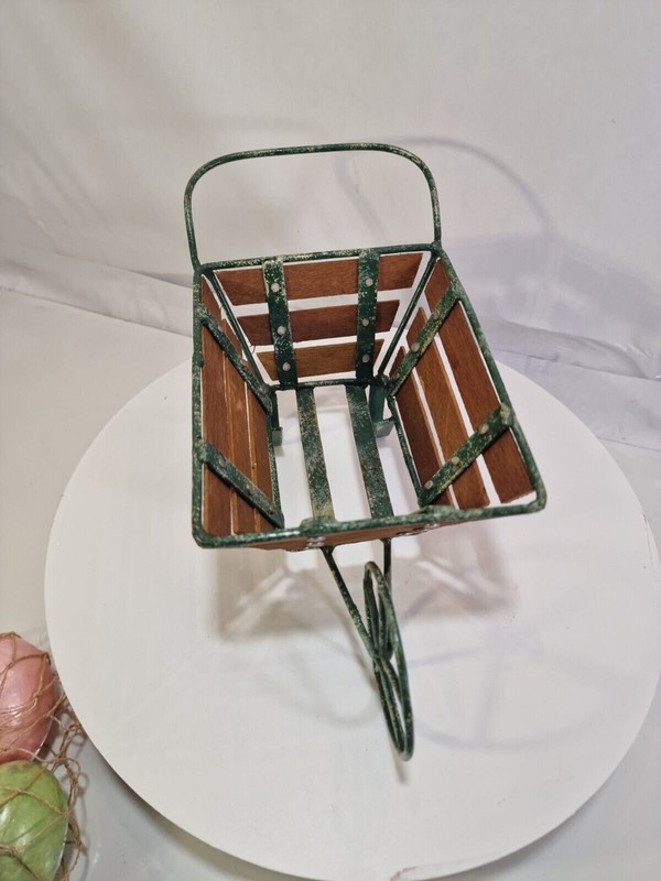 Wood And Metal Tabletop WHEELBARROW with Easter Eggs, Handmade In Philippines,B9 gallery