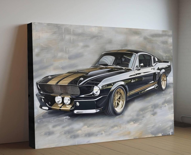 1967 Ford Mustang Shelby GT500 Canvas Print, Vintage Muscle Car Wall Art Decor
