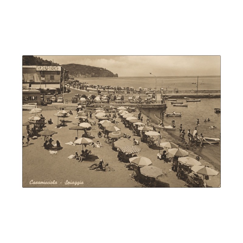 Vintage Seaside Casamicciola-Ischia Beach Scene Canvas Wrap