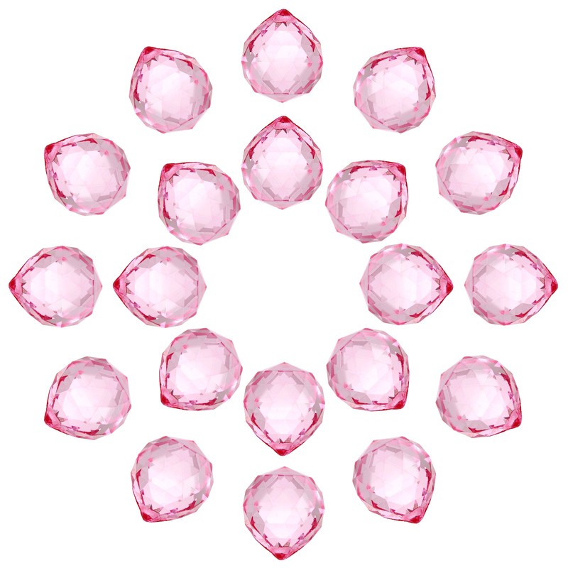 20Pcs Crystal Ball Prism 20mm/0.8″ Decorative Ball Suncatcher Beads Pink