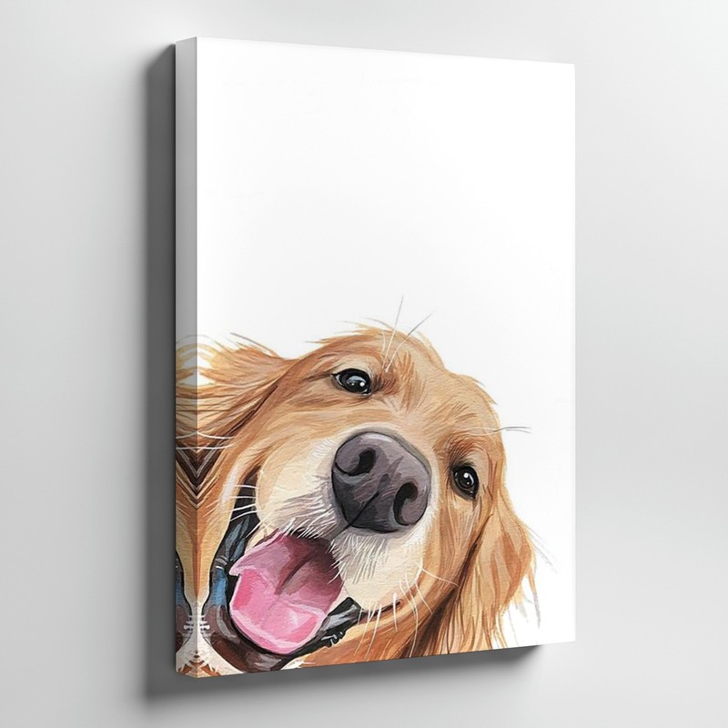 Golden Retriever Dog Canvas Wall Art Cute Pet Portrait Canvas Print Decor 80X75