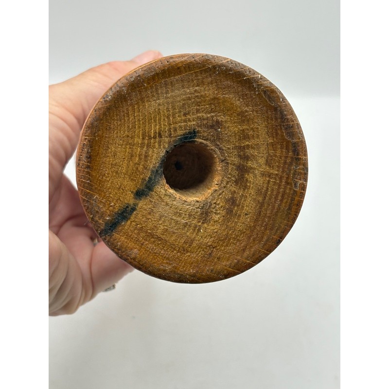 9" Hand Turned Solid Wood Bud Vase Brown Pedestal Flower Minimalist Earthy gallery